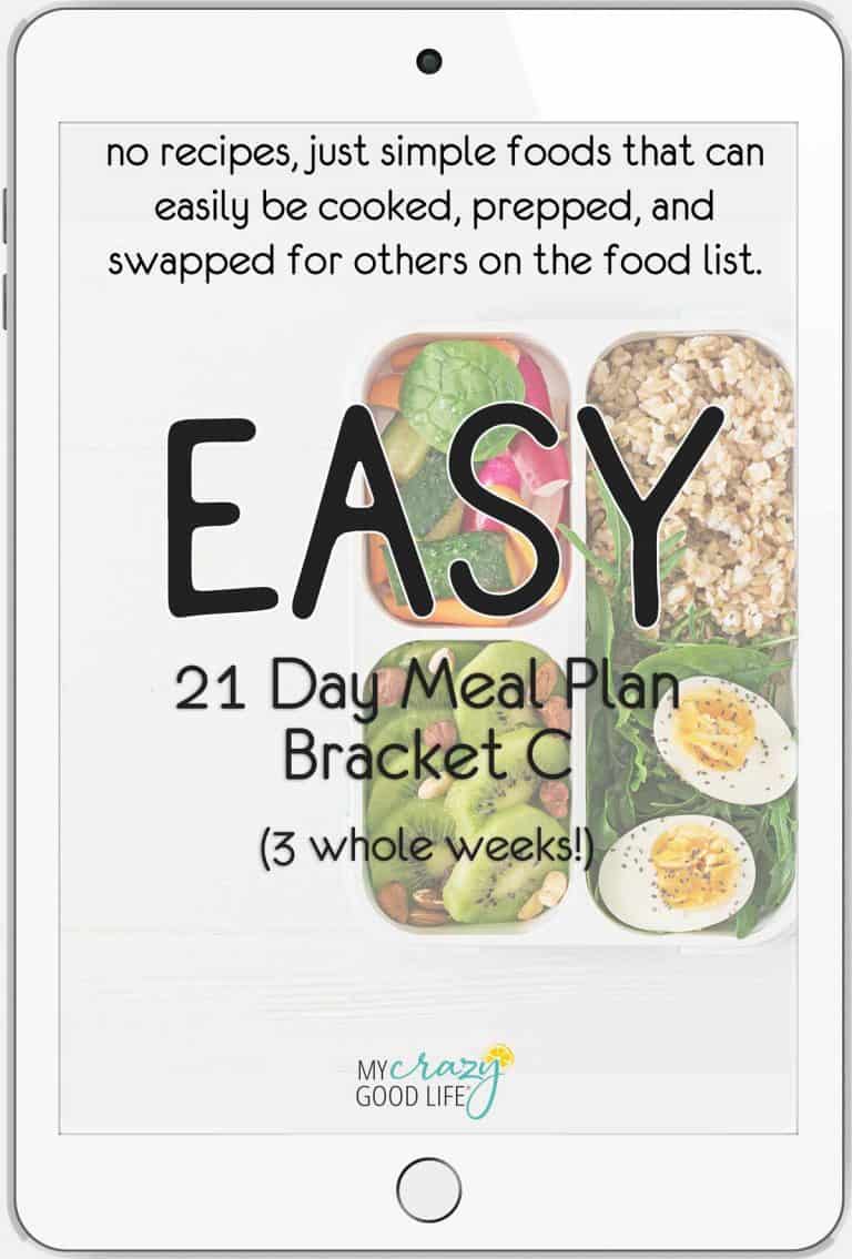 Easy 21 Day Meal Plan C with Grocery List
