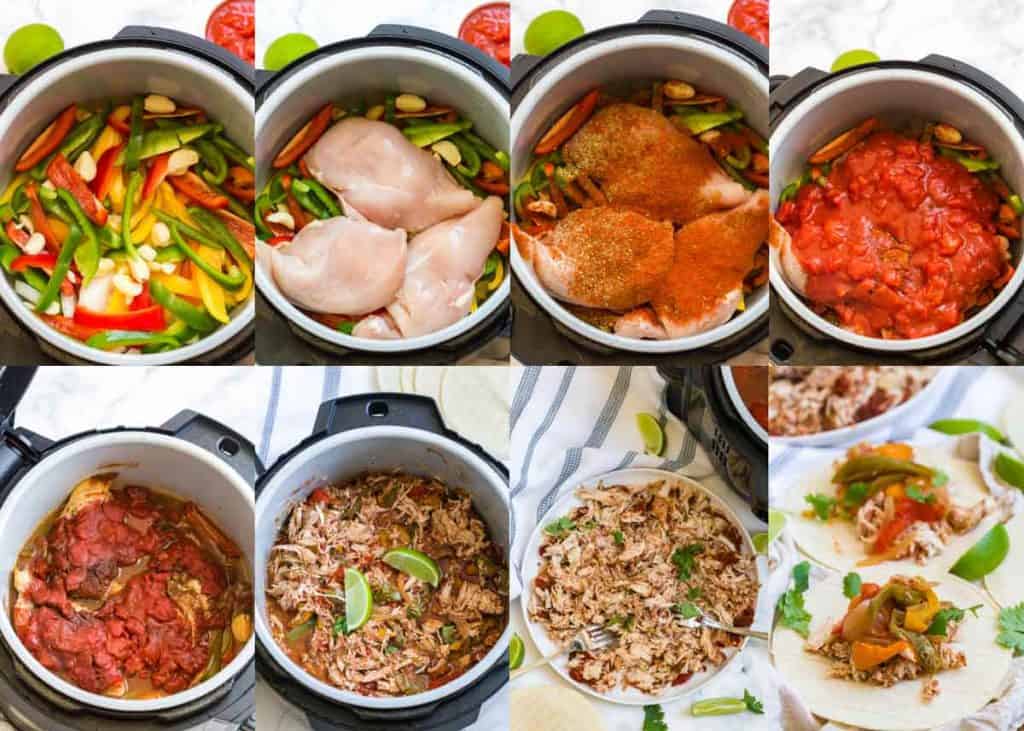 collage of images showing how to make crockpot fajitas