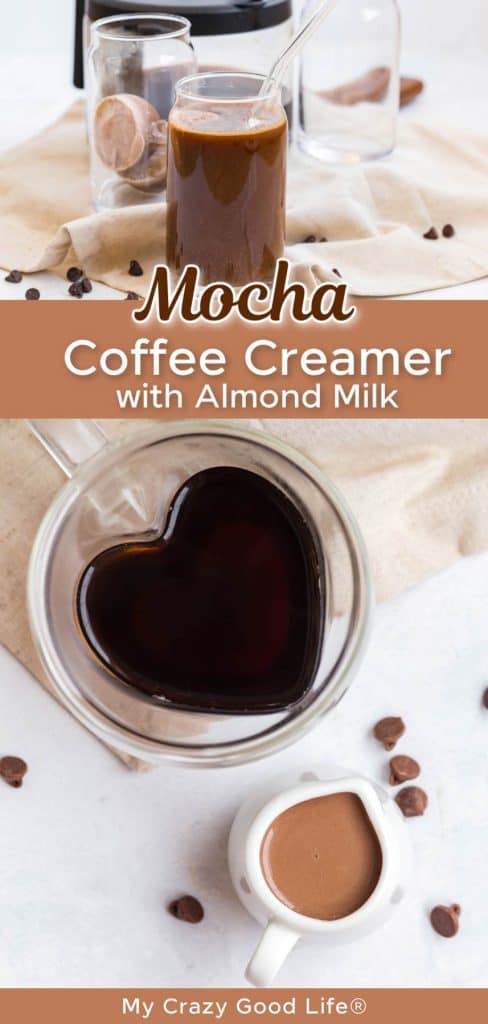 collage of mocha coffee creamer with text for pinterest