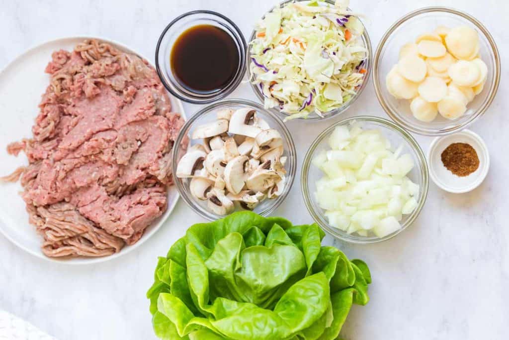 ingredients to make ground turkey lettuce wraps