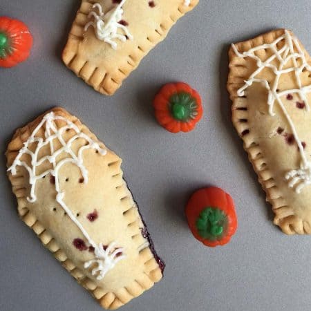 close up of homemade pop tarts that are shaped like coffins