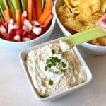 celery dipping into dairy free ranch dip