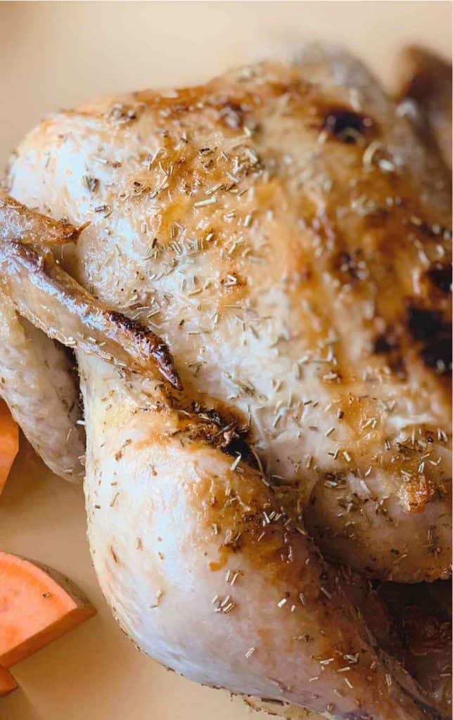 Simple Whole Roasted Chicken close up