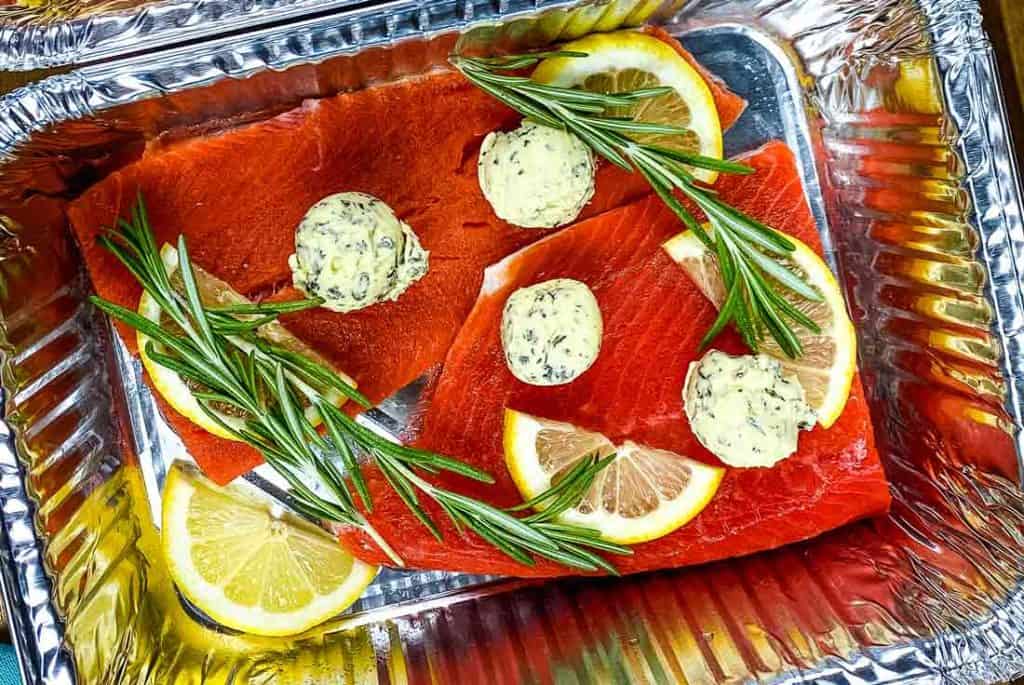 compound butter on top of salmon