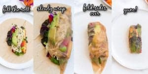 how to wrap Fresh Veggie Spring Rolls collage of pictures