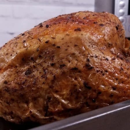 Browned skin on a turkey breast that was just cooked in the Instant Pot.