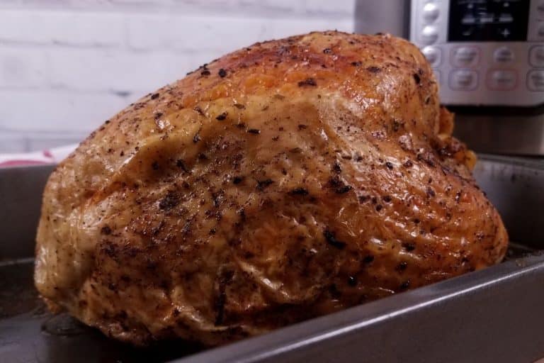 Browned skin on a turkey breast that was just cooked in the Instant Pot.