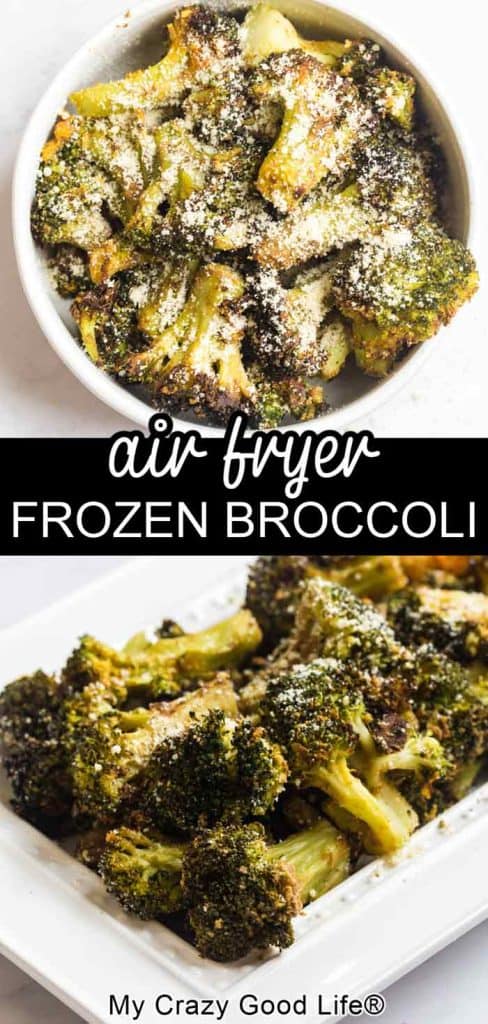 pinnable image with two pictures of broccoli and text