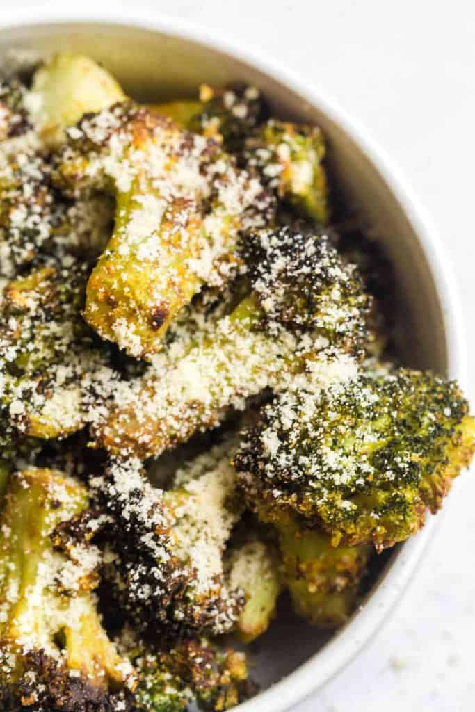 close up of air fried broccoli