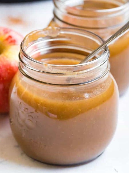 mason jar with Instant Pot applesauce