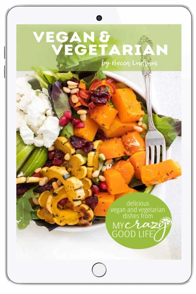 ebook cover on an iPad with butternut squash salad, title, and author