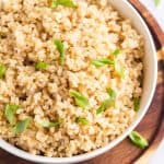 close up of Instant Pot Coconut Rice with sliced green onions