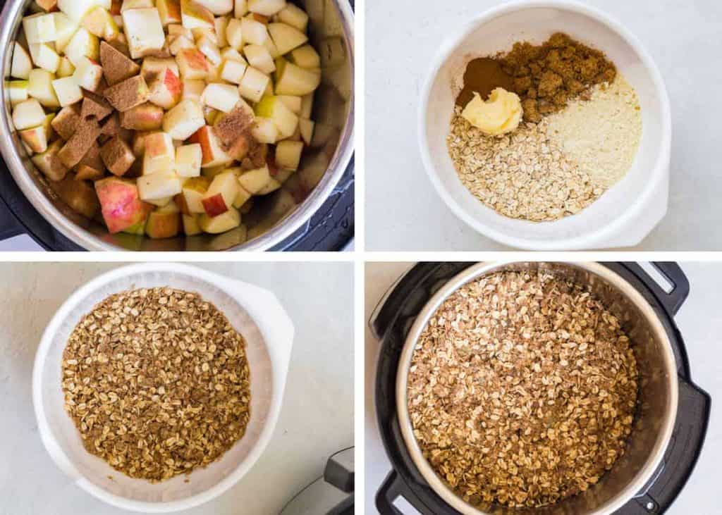 collage of images showing steps to make Healthy Apple Crumble Recipe