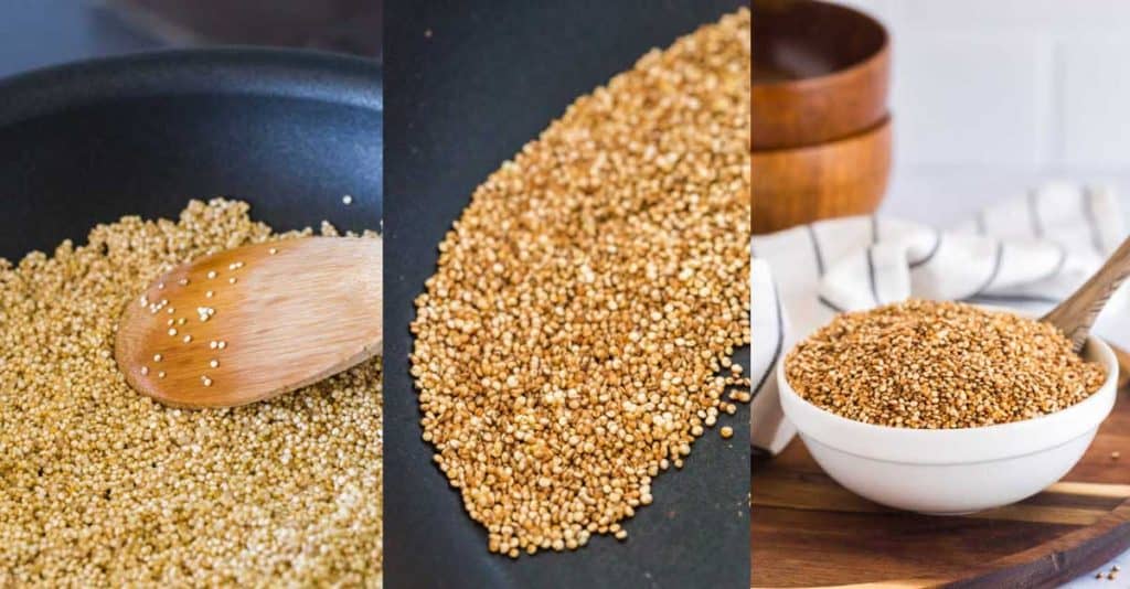 collage of images showing How to Make Crispy Quinoa