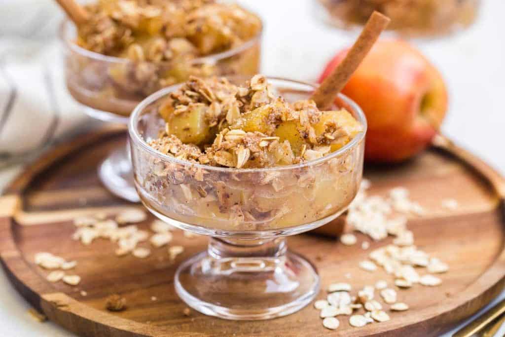 Healthy Apple Crumble Recipe in a glass dish