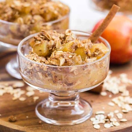 Healthy Apple Crumble Recipe in a glass dish