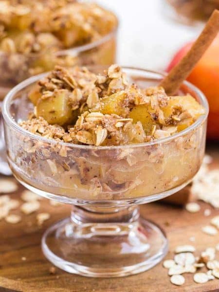 Healthy Apple Crumble Recipe in a glass dish