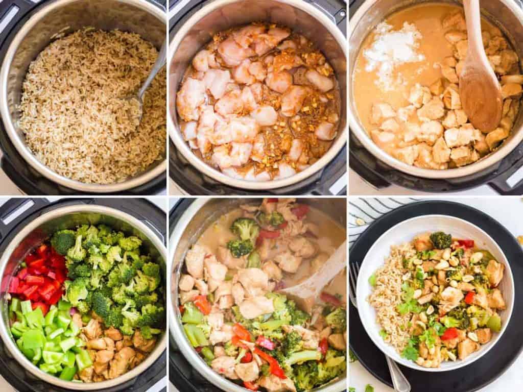 multiple images showing steps to make Healthy Kung Pao Chicken