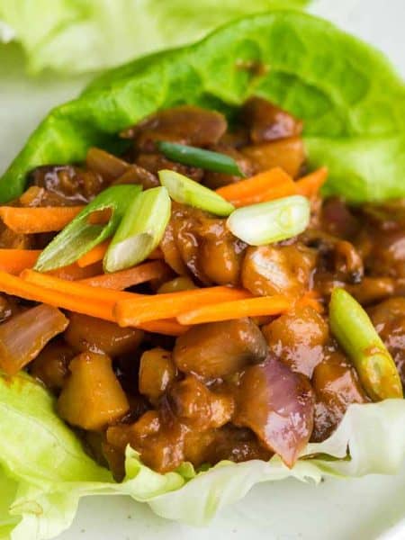 Vegan Lettuce Wraps on white plate