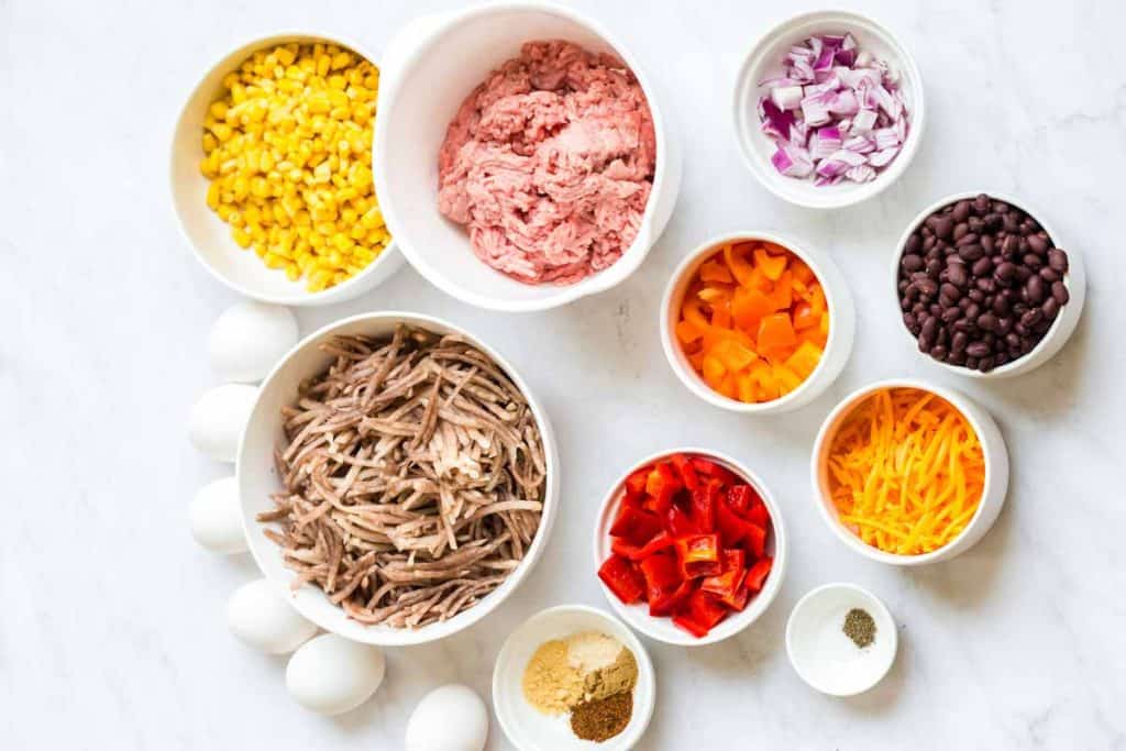 ingredients needed to make easy breakfast casserole with potatoes