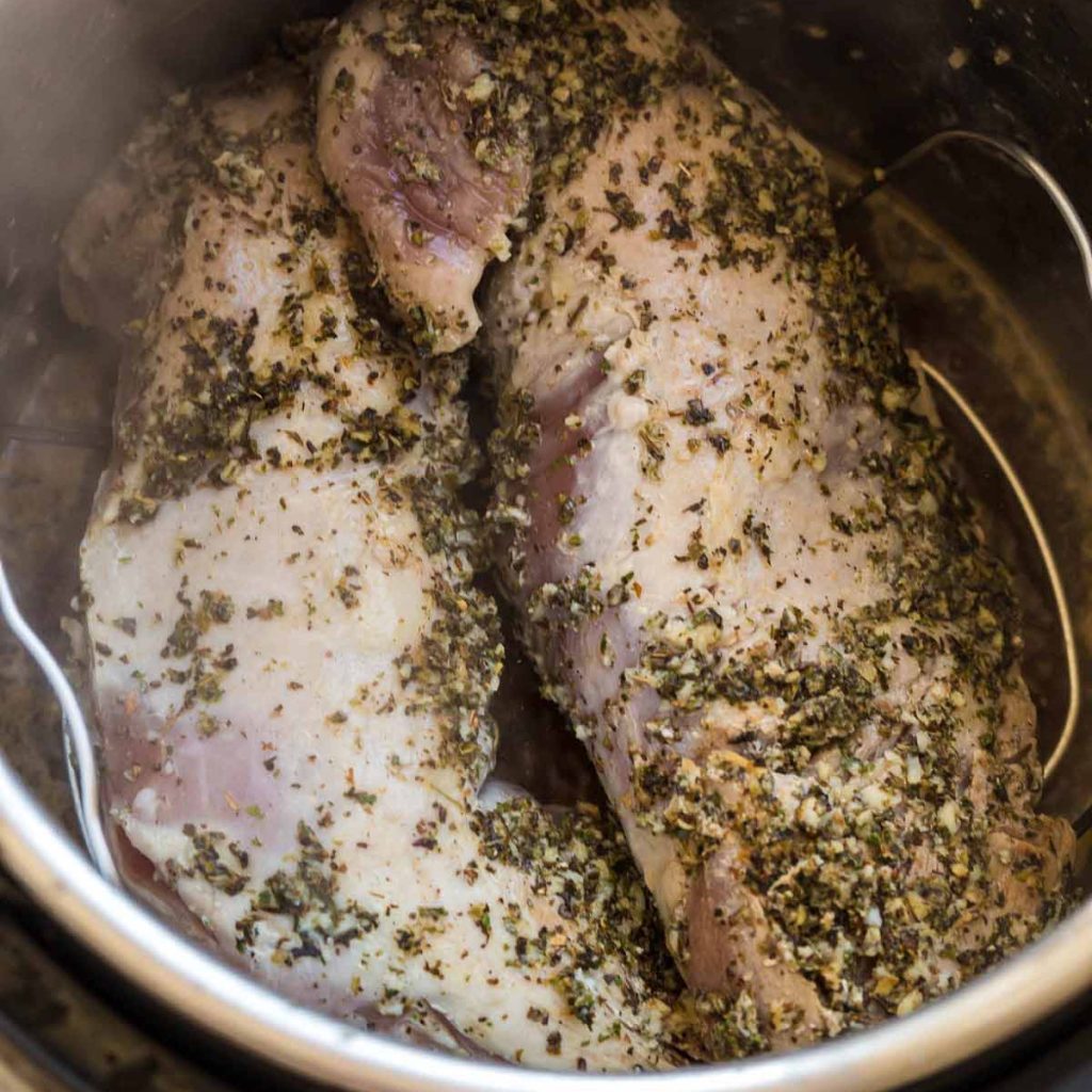 pork being cooked in the instant pot