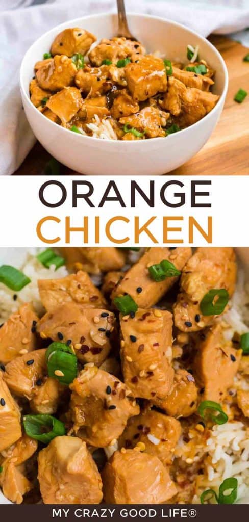 images and text of Healthy Orange Chicken Recipe for pinterest